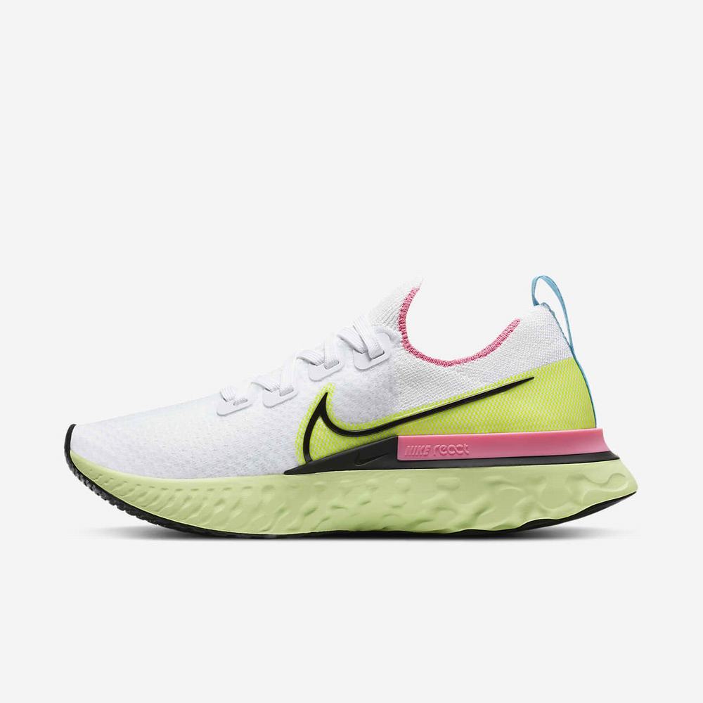 Chaussure De Running Nike React Infinity Run Flyknit Blanche 4218-607 White/Volt/Pink Glow/Black Femme | OWM-45186137